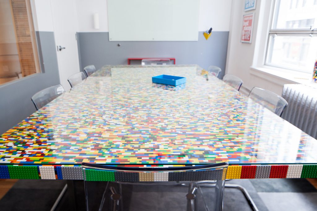 modern conference table made from legos
